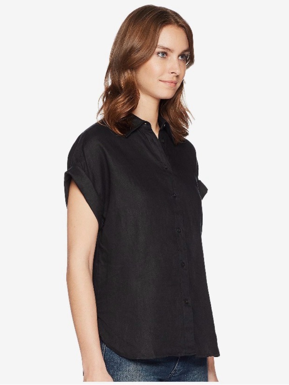 Lauren Ralph Lauren Polo Black Linen Dolman Short-Sleeve Button-Front Shirt XL - Picture 3 of 8